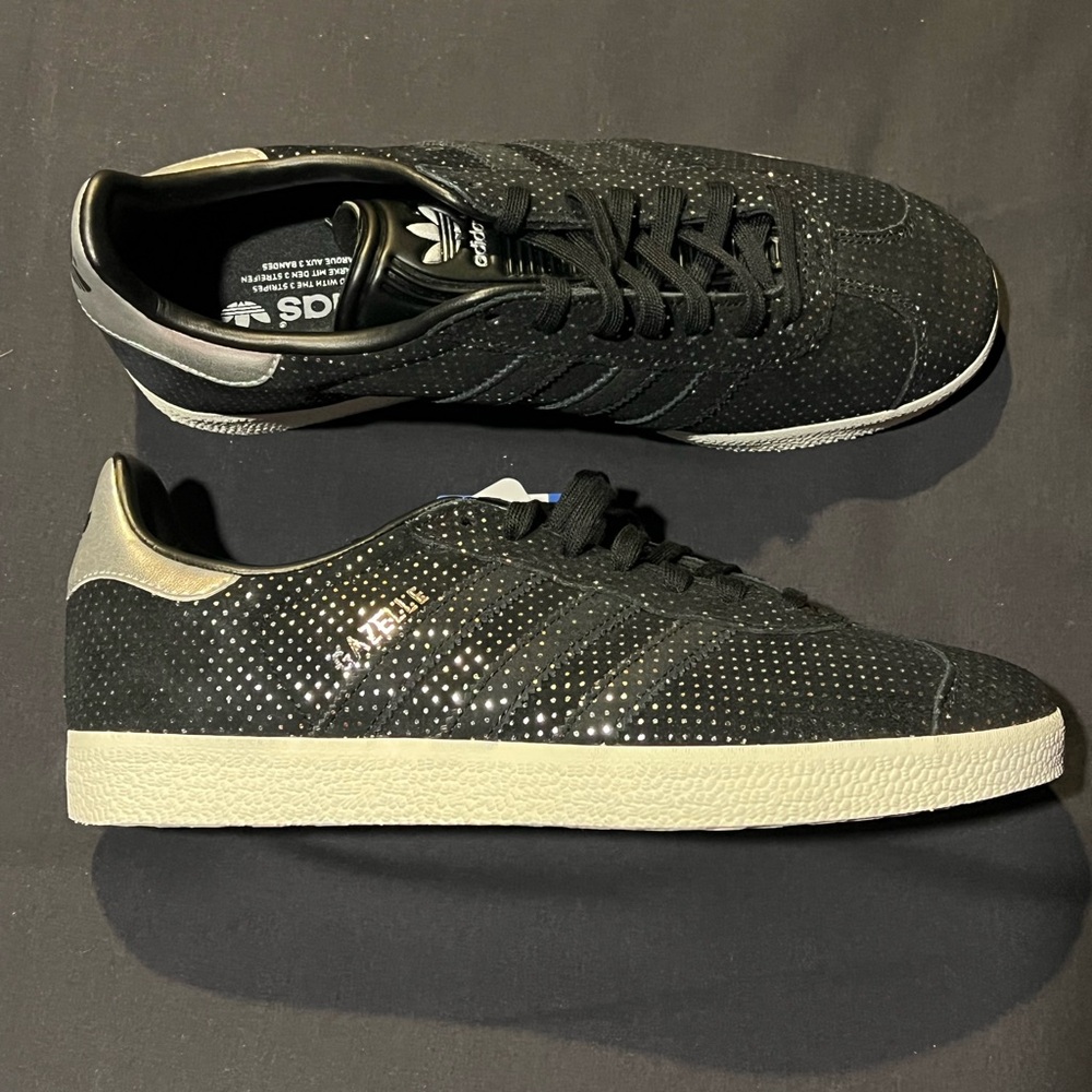 Adidas black with sliver dots